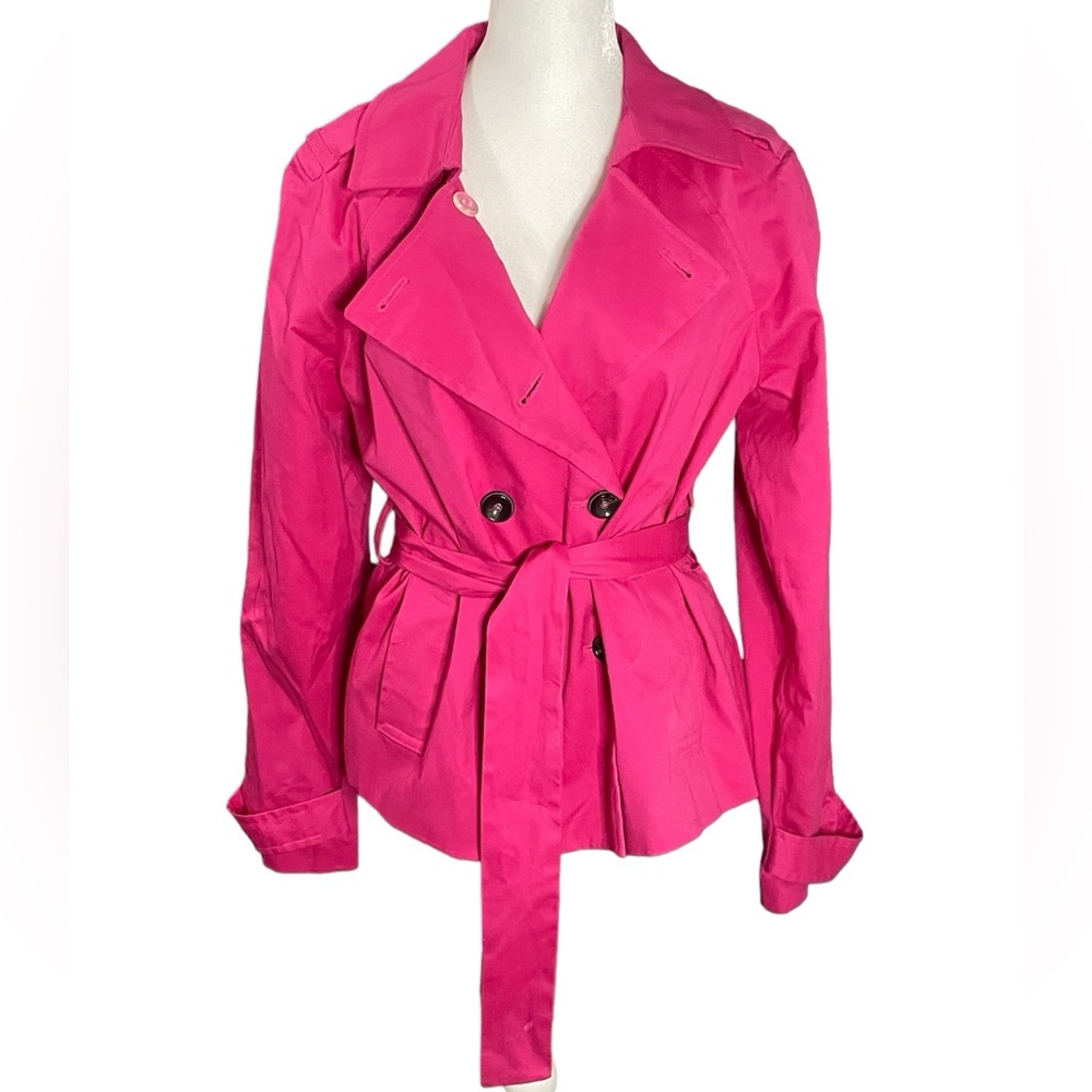 Apostrophe Small Hot Pink Double Breasted Women’s Blazer with Tie Waist - Picture 4 of 16